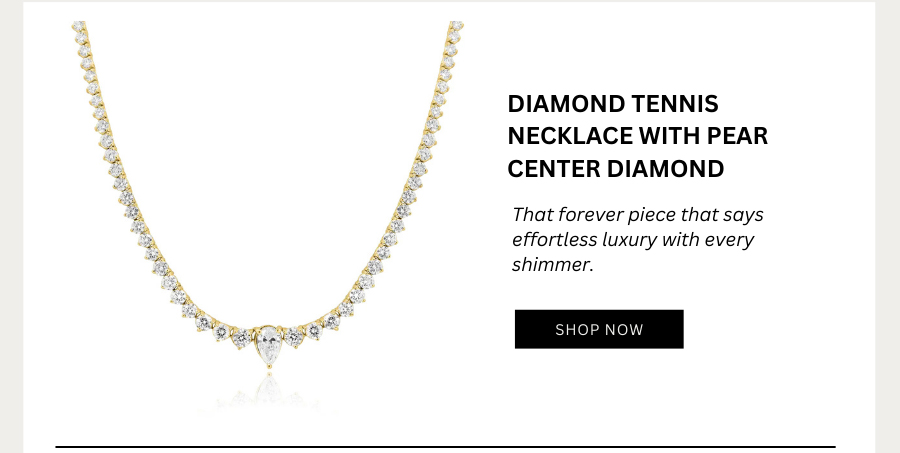 Diamond Tennis Necklace with Pear Center Diamond