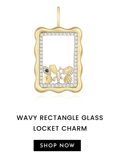 Wavy Rectangle Glass Locket Charm