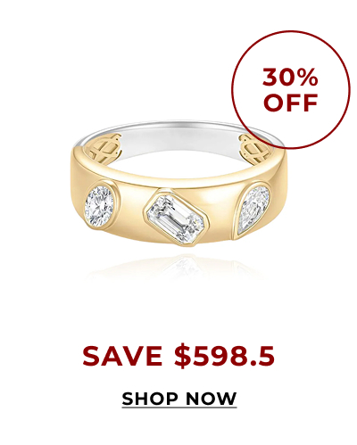 Three Lab diamonds Gold Ring