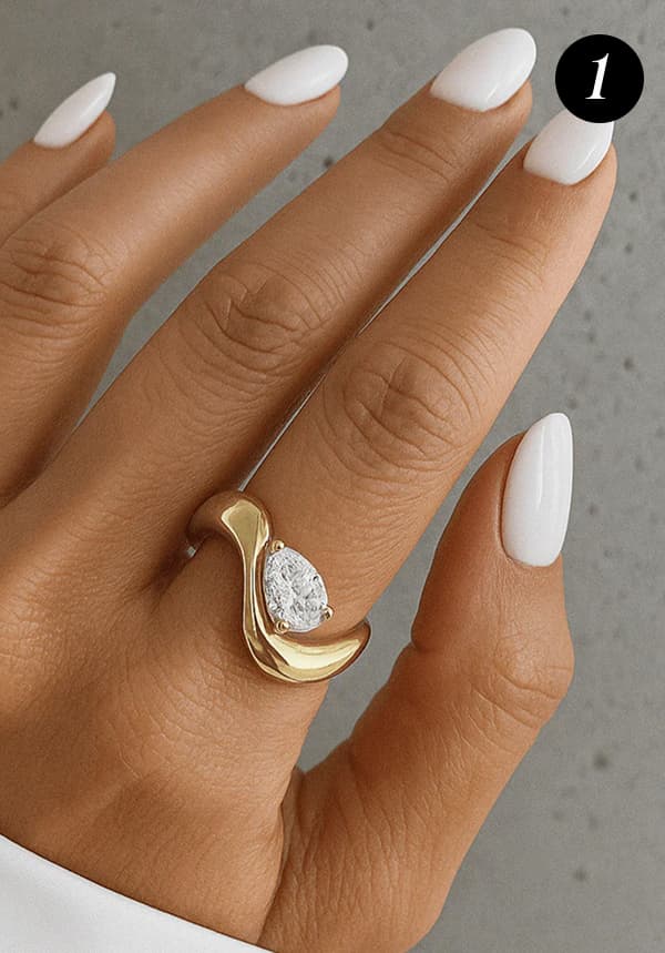 Stackable Dome Solitaire Diamond Wave Ring