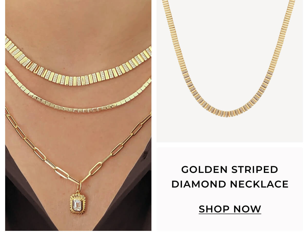 Golden Striped Diamond Necklace