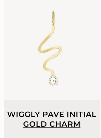 Wiggly Pave Initial Gold Charm