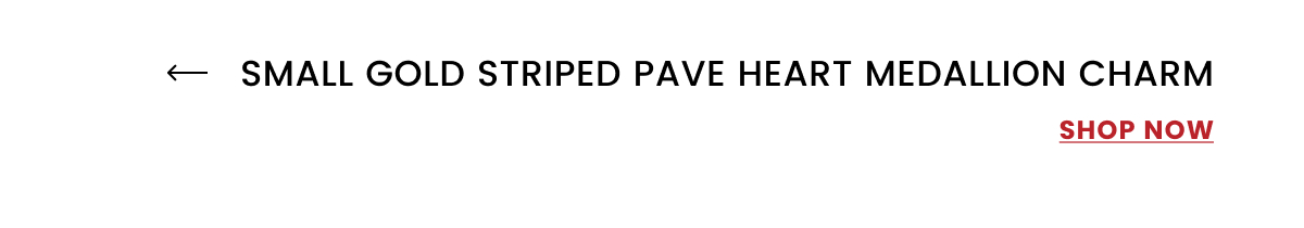 Small Gold Striped Pave Heart Medallion Charm