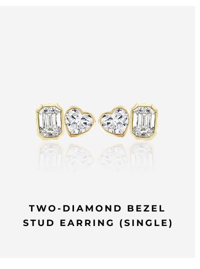 Two-Diamond Bezel Stud Earring (Single)