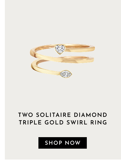 Two Solitaire Diamond Triple Gold Swirl Ring