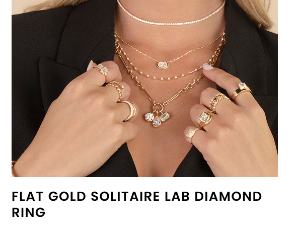 Flat Gold Solitaire Lab Diamond Ring