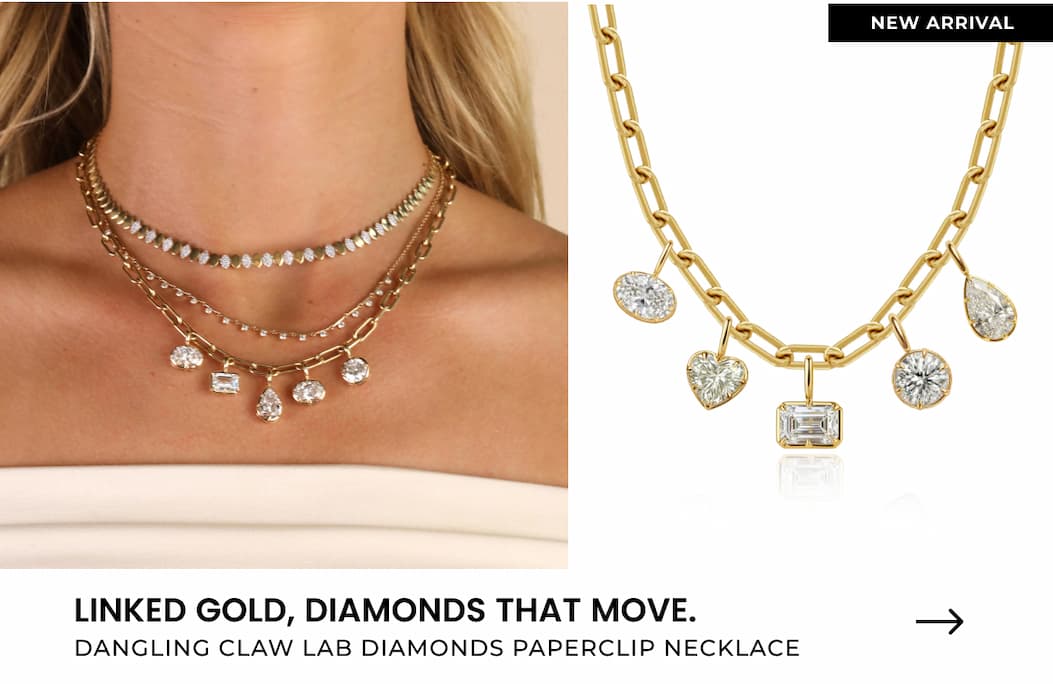 Dangling Claw Lab Diamonds Paperclip Necklace