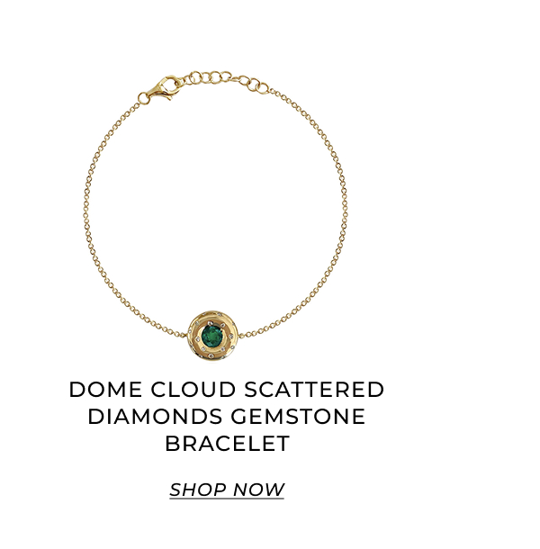 Dome Cloud Scattered Diamonds Gemstone Bracelet Available in 14k Yellow Gold, 14k White Gold, and 14k Rose Gold.  DETAILS  CT Weight: 0.07 cts Scattered Diamonds. 0.41ct Center Stone 
