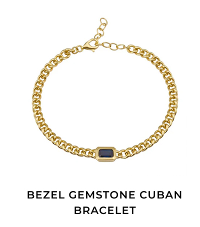 Bezel Gemstone Cuban Bracelet