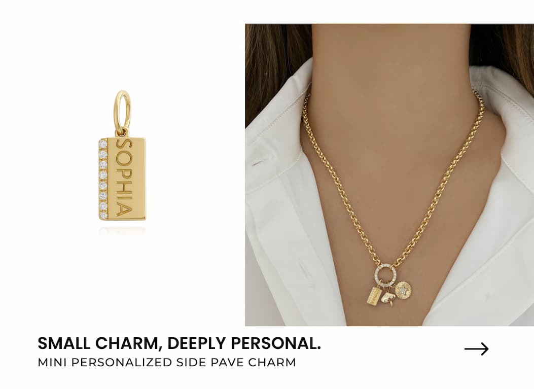 Mini Personalized Side Pave Charm