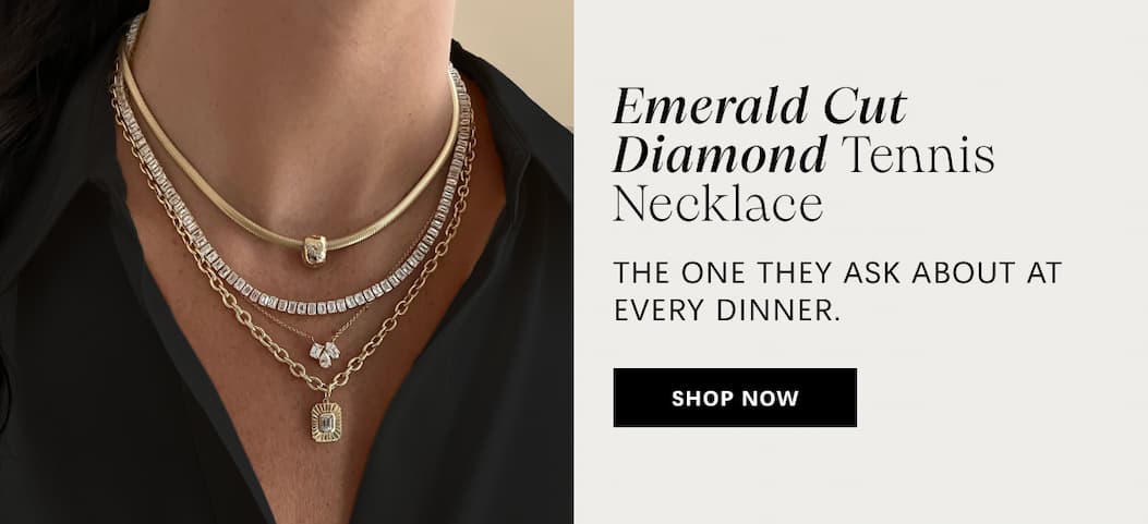 Emerald Cut Diamond Tennis Necklace. The one they ask about at every dinner. Shop Now