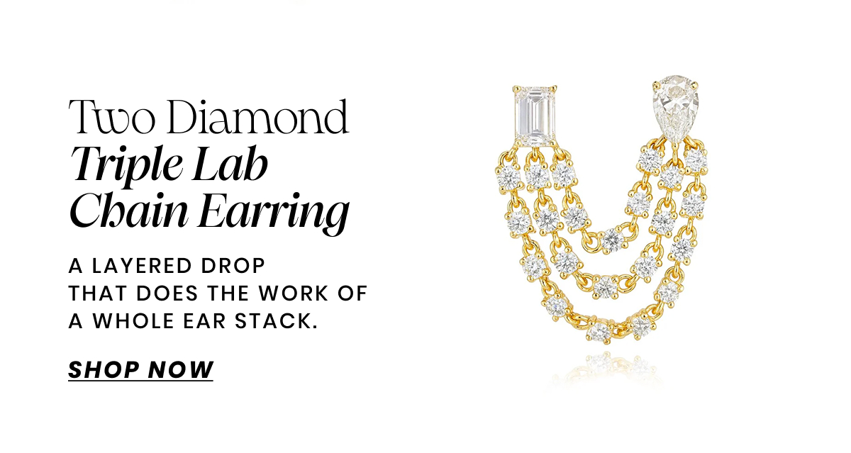 Two Diamond Triple Lab Chain Earring