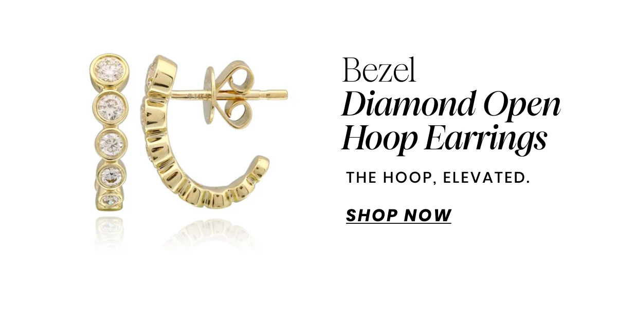 Bezel Diamond Open Hoop Earrings