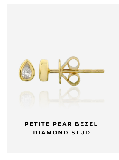 Petite Pear Bezel Diamond Stud