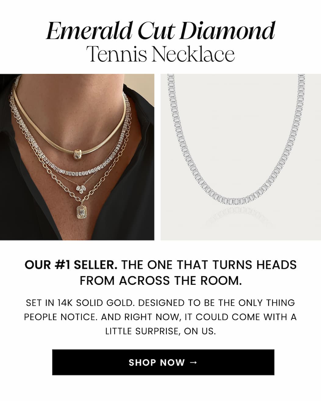 Emerald Cut Diamond Tennis Necklace