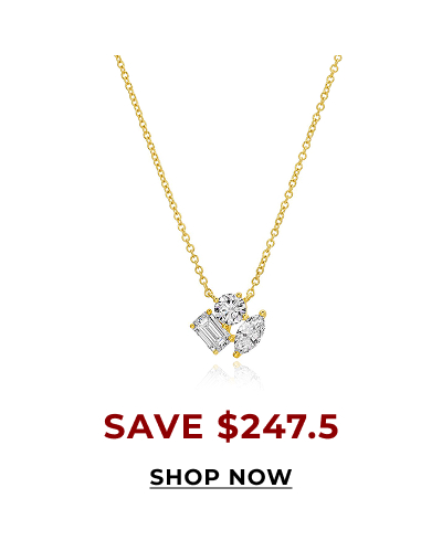 Multi Shape Three Lab Diamond Necklace