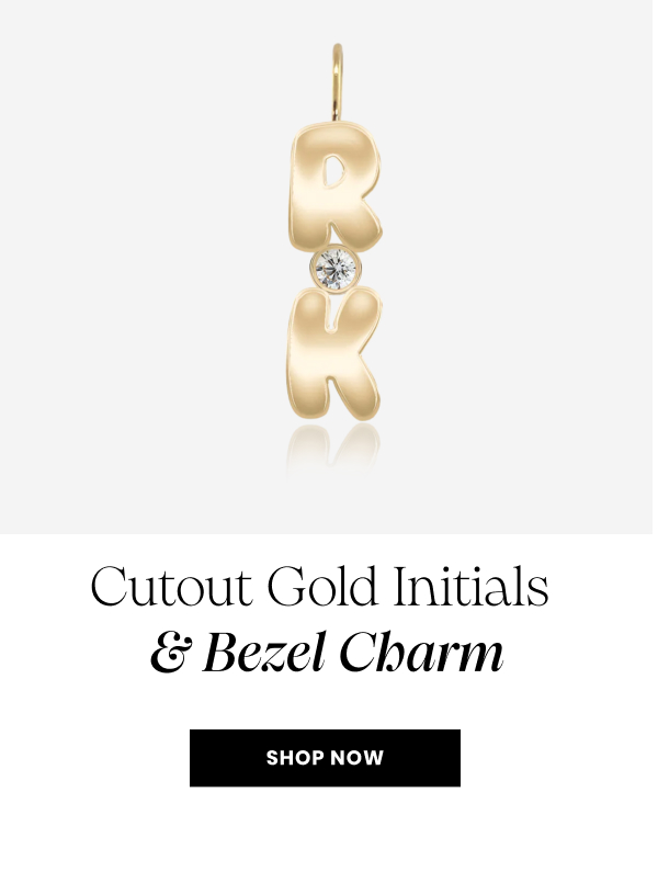 Cutout Gold Initials & Bezel Charm