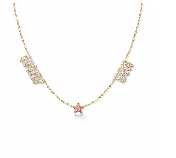 Two Diamond Names and Charm Necklace