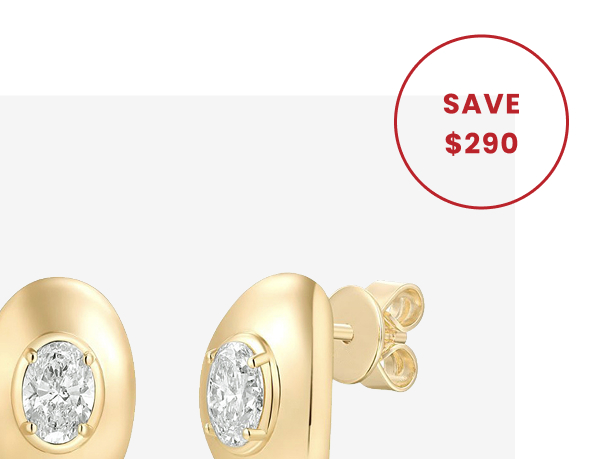 Gold Dome Solitaire Lab Diamond Earrings