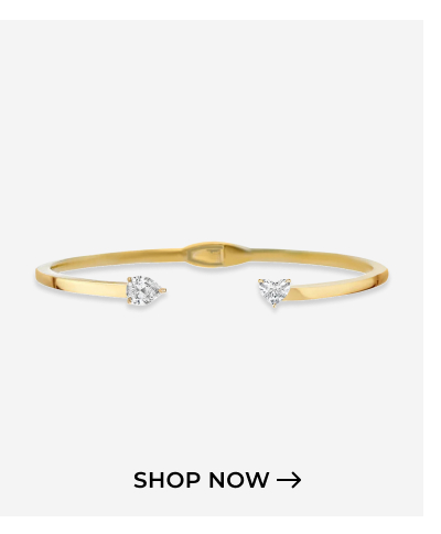 Two Diamonds Gold Cuff Bangle