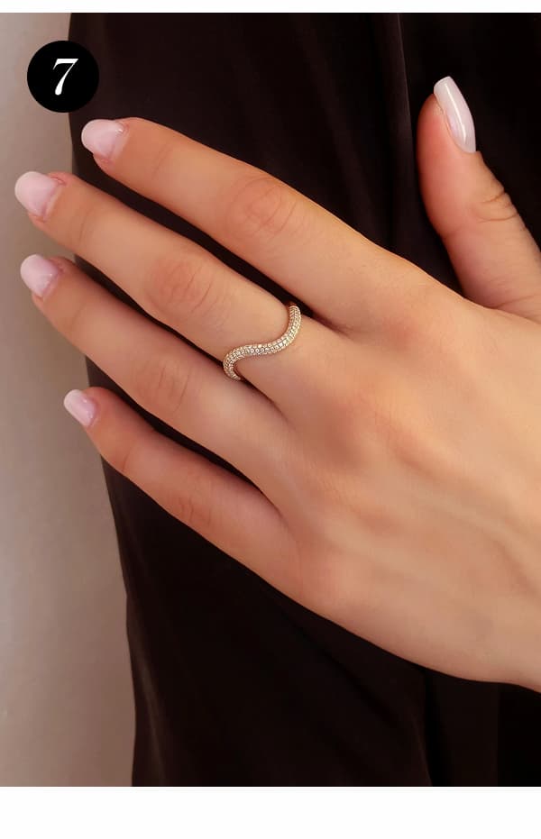 Thin Stackable Pavé Dome Ring