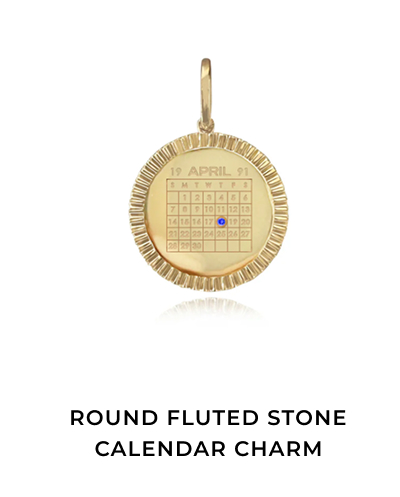 Round Fluted Stone Calendar Charm