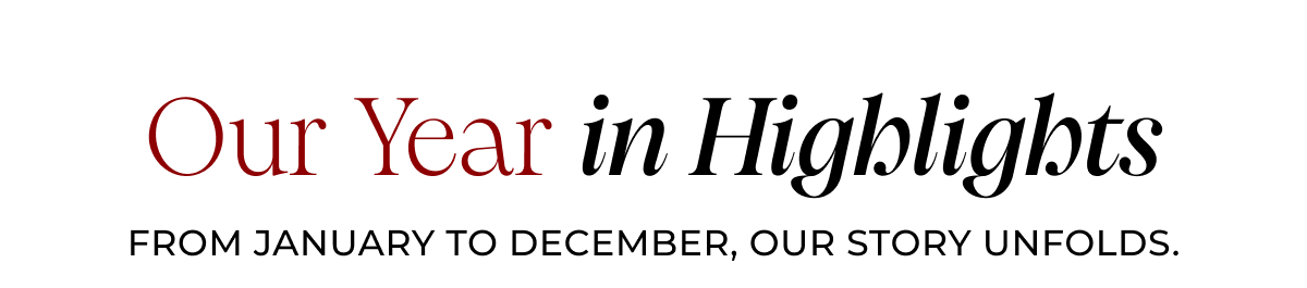 Our Year in Highlights. From January to December, our story unfolds.