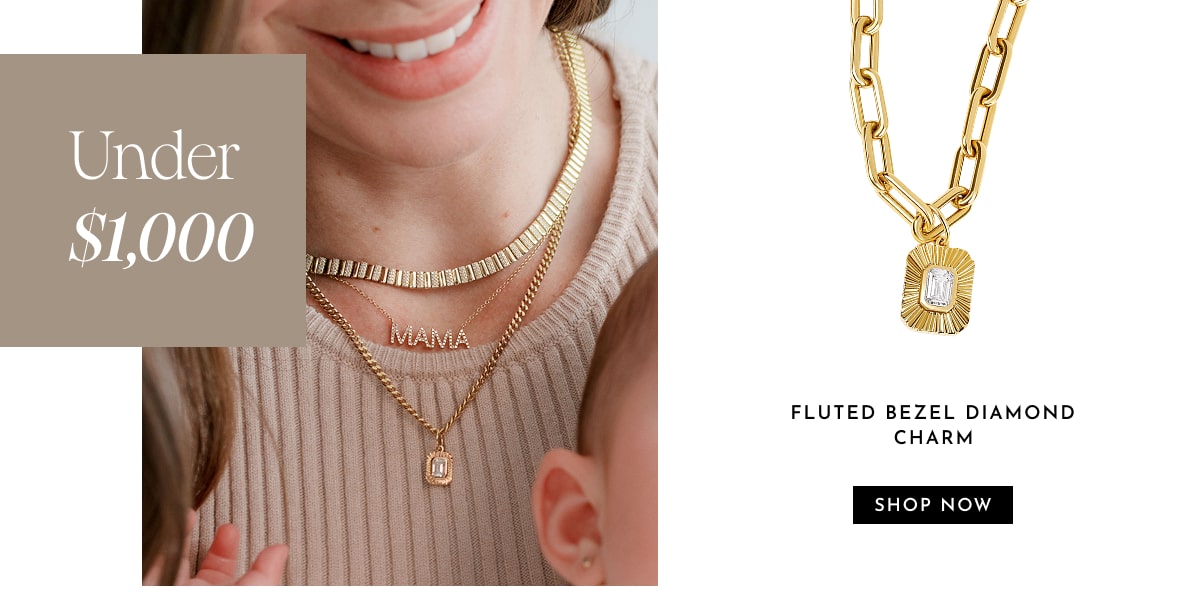 UNDER $1,000 - Fluted Bezel Diamond Charm