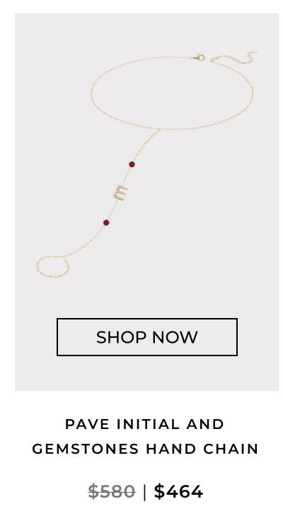 Pave Initial and Gemstones Hand Chain