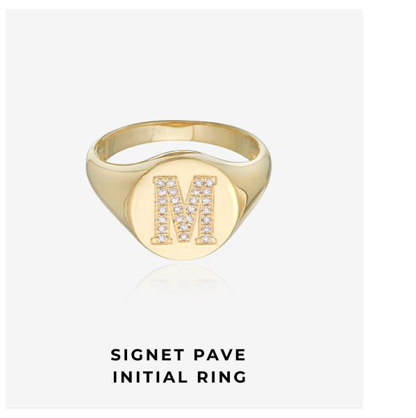 Signet Pave Initial Ring
