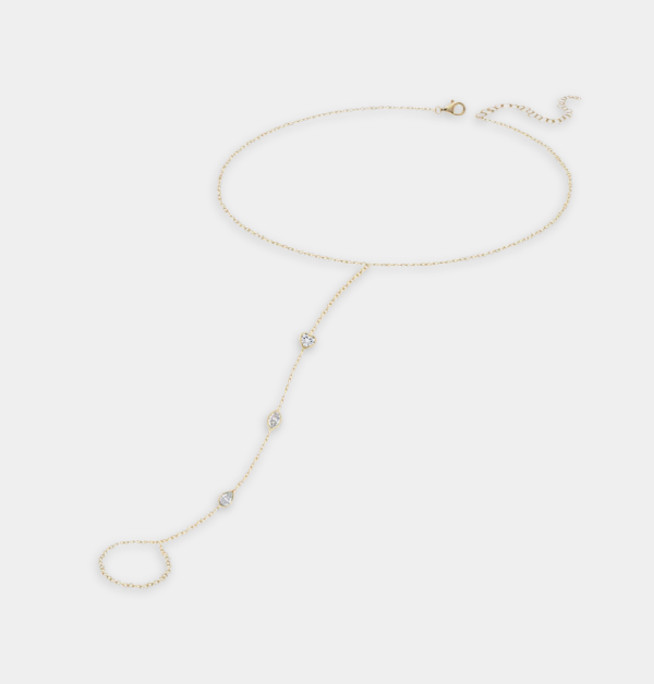 Three Bezel Diamond Hand Chain