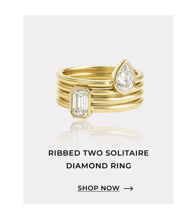 Ribbed Gold Two Stone Lab Diamond Ring