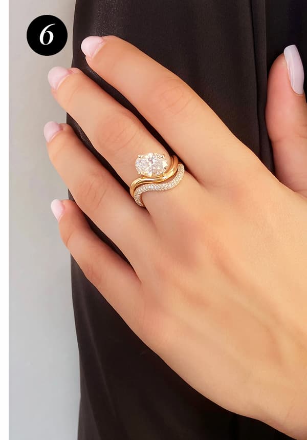Thin Stackable Solitaire Diamond Dome Ring