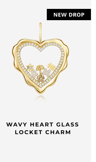 Wavy Heart Glass Locket Charm