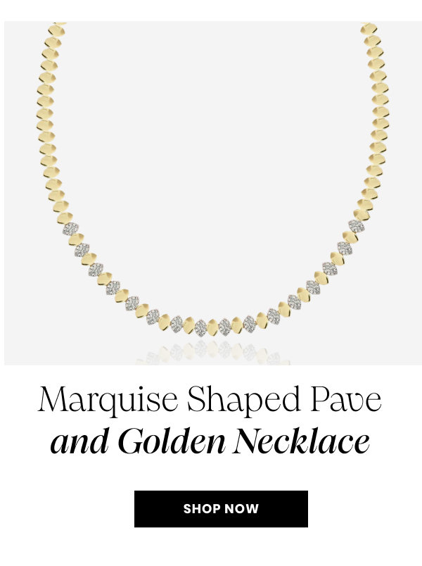 Marquise Shaped Pave and Golden Necklace