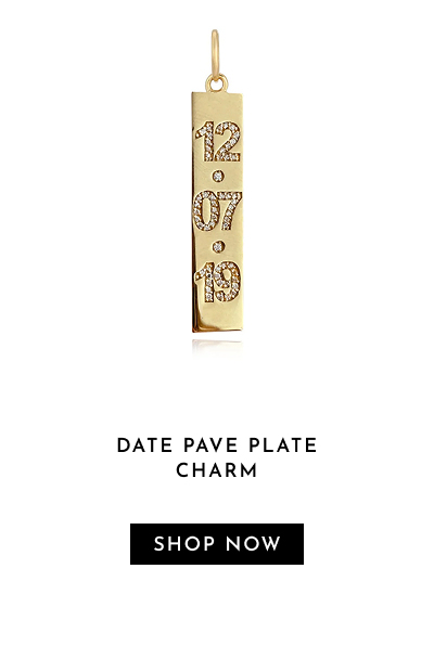 DATE PAVE PLATE CHARM