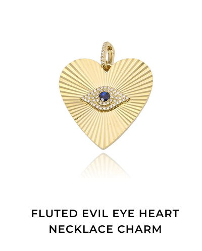 Fluted Evil Eye Heart Necklace Charm