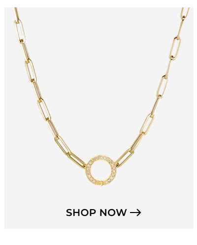 Small Circle Diamond Clasp Paperclip Necklace