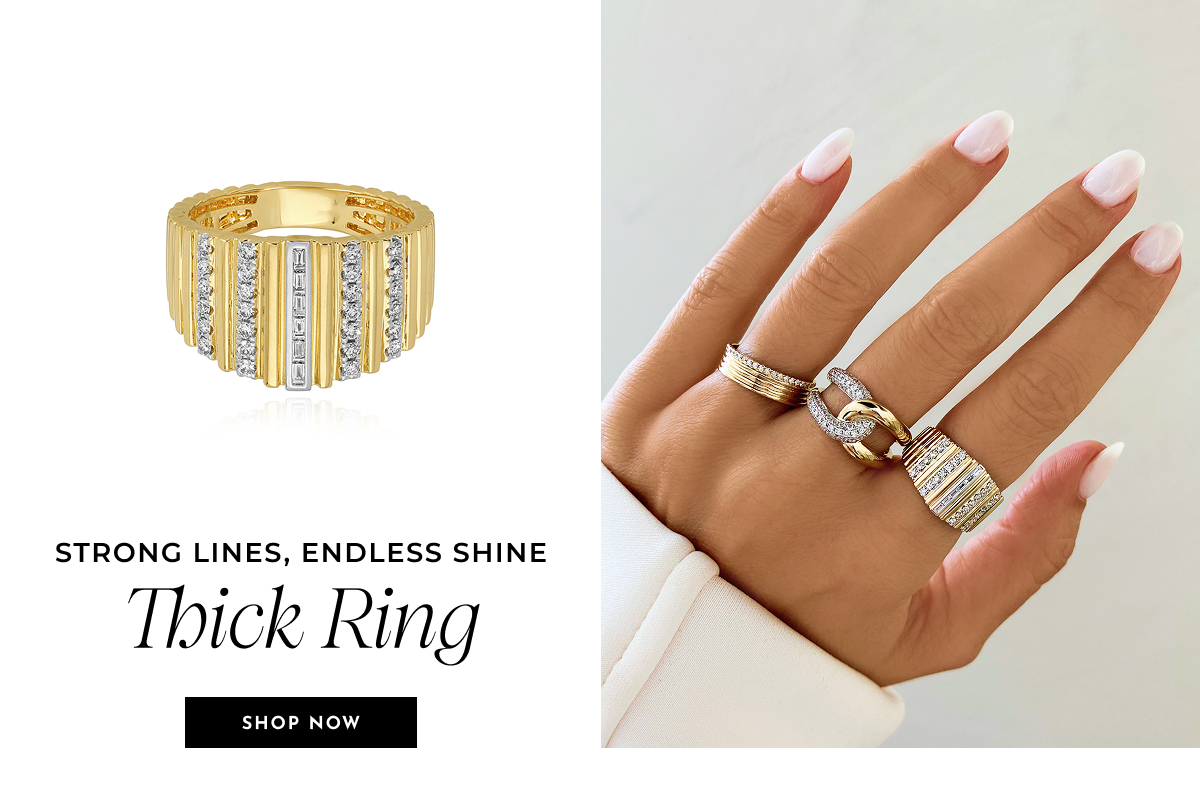 Ribbed Pavé Thick Ring