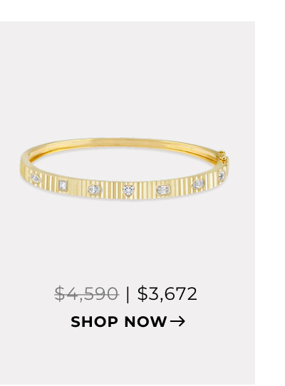 Multi Shape Diamonds Fluted Bangle