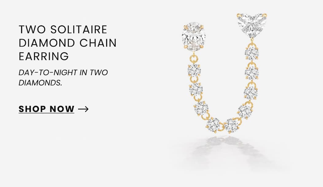 TWO SOLITAIRE DIAMOND CHAIN EARRING