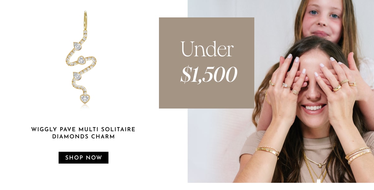 UNDER $1,500 - Wiggly Pave Multi Solitaire Diamonds Charm