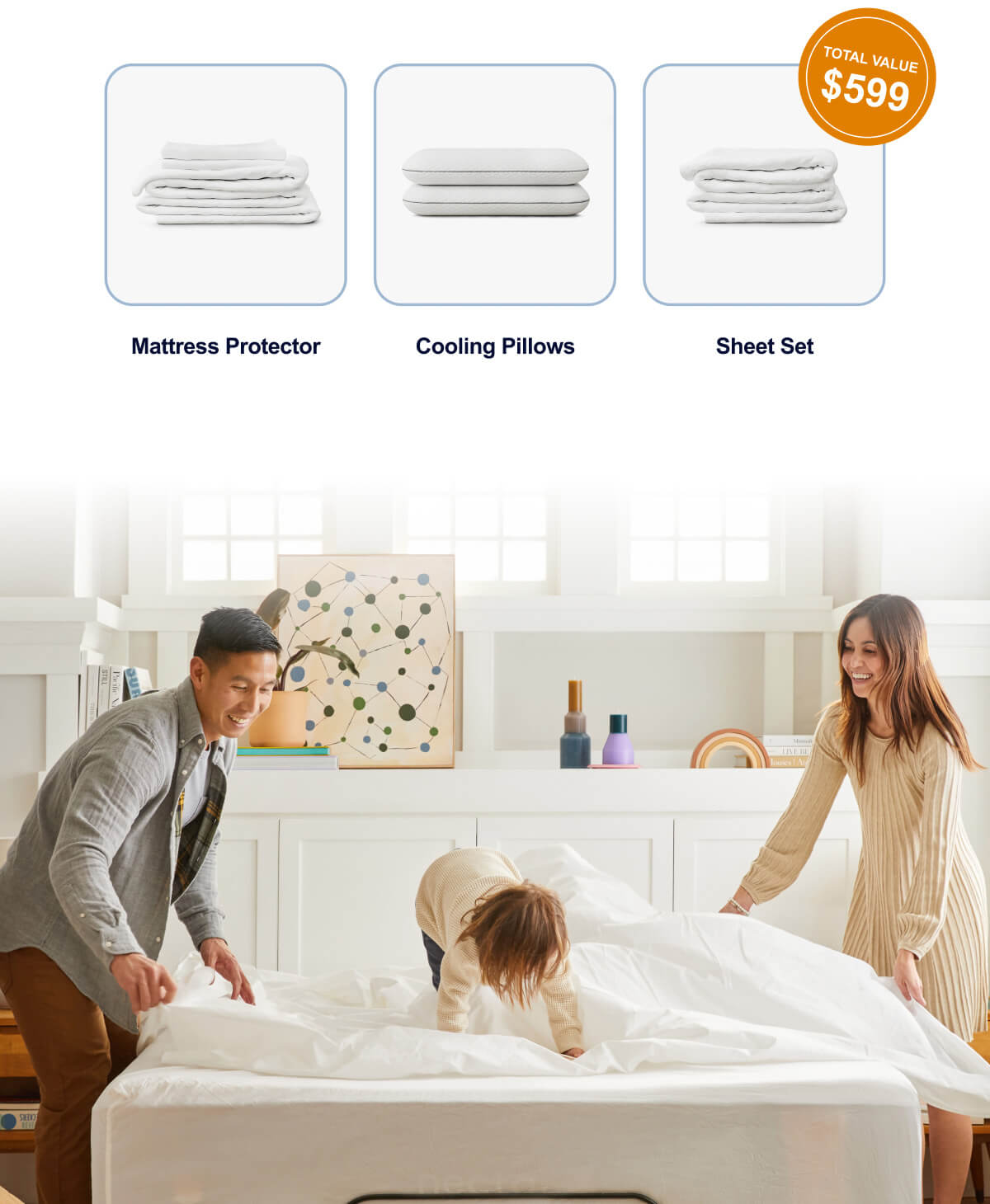 Cooling Pillows Sheet Set Mattress Protector 