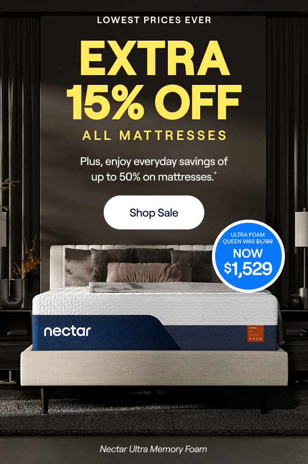Nectar Primetime Offers: Save up to 50% on Mattresses + Take an Extra 15% Off