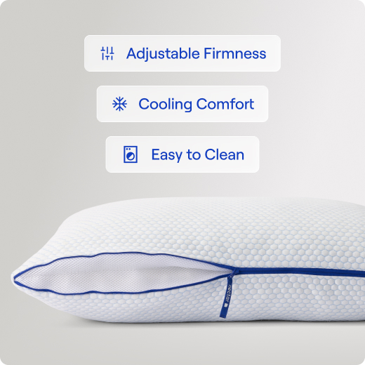  Free 2-Pack Tri-Comfort Cooling Pillow Call Outs: Adjustable Firmness, Cooling Comfort, Easy to Clean