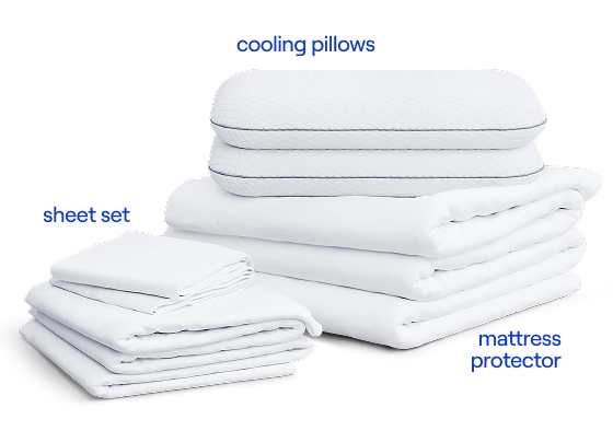 Bedding Bundle includes: Anti-Microbial Sheet Set, Anti-Microbial Mattress Protector & Cooling Anti-Microbial Pillow(s)