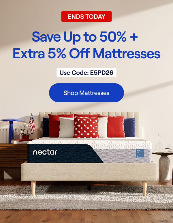 Save Up to 50% + Extra 5% on Mattresses* (Memory Foam or Hybrid). Code: E5PD26. Exp: 2/17.