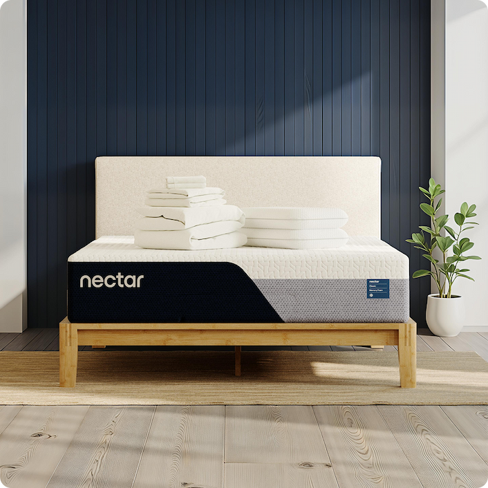 Nectar Mattress with Bedding Bundle displayed on bed