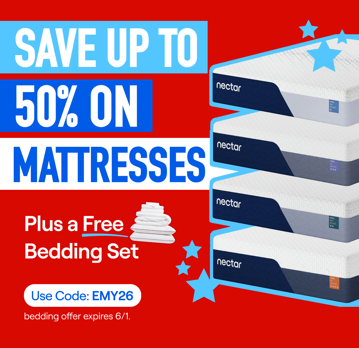 FREE Bedding Set (up to $599 value) with any mattress purchase