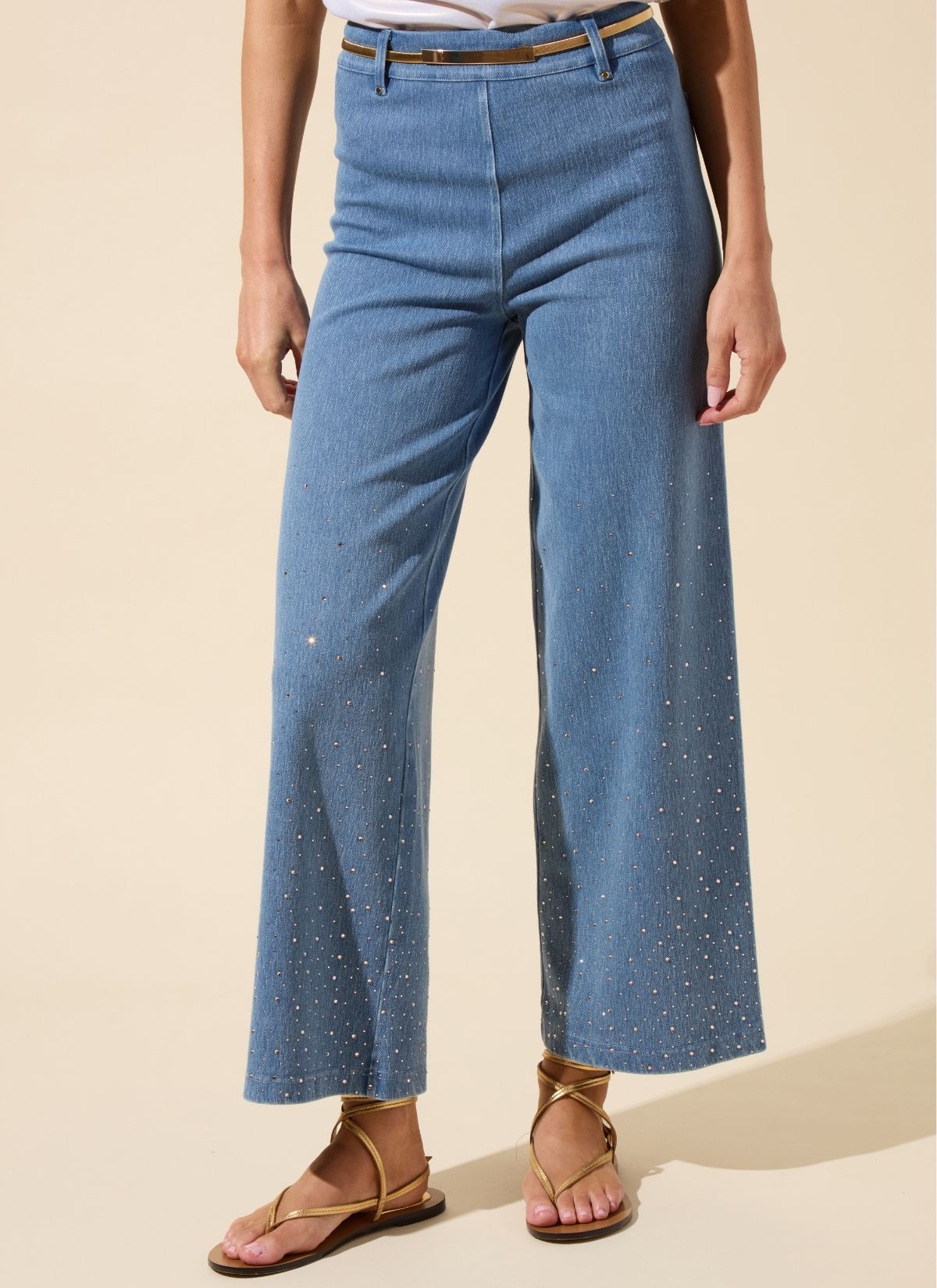 Erin Crystal Embellished Wide Leg Denim